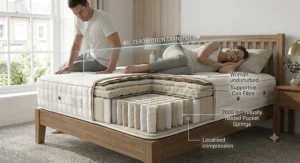 Illustration demonstrating zero motion transfer between a couple sleeping on a 2000 pocket spring mattress