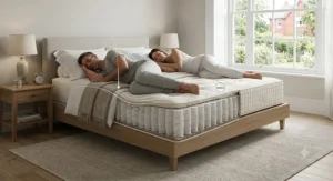 Couples sleeping comfortably on a double 3000 pocket spring mattress demonstrating zero motion transfer.