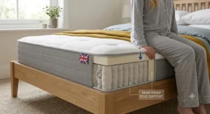 Reinforced edge support design on a hybrid mattress costing less than 500 pounds.