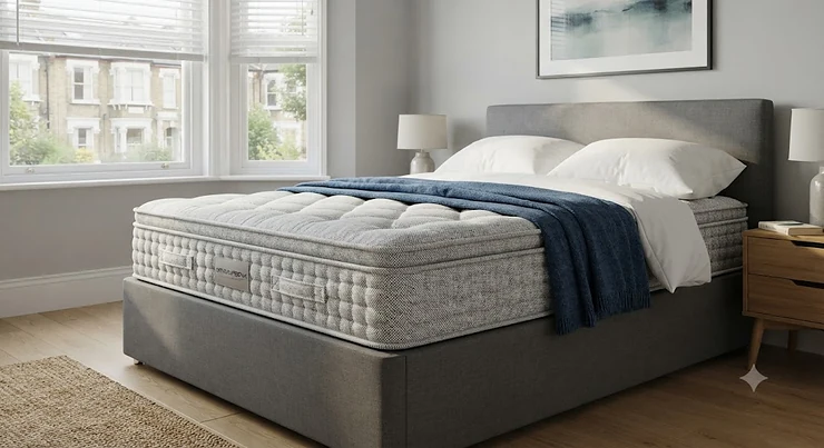 A supportive best orthopaedic mattress designed for proper spinal alignment in a modern British bedroom.