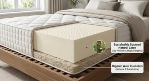 Detailed illustration of a natural organic latex layer highlighting eco-friendly and sustainably sourced mattress materials.