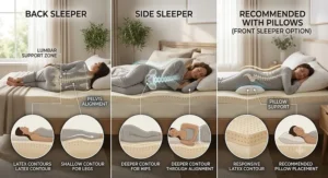 Recommended sleeping positions on a supportive latex mattress for lower back pain relief