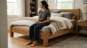 Robust edge and lumbar support demonstrated on a durable firm vs medium orthopaedic mattress.