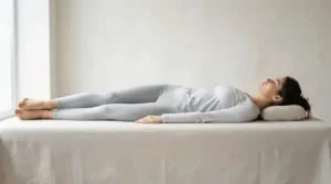 An anatomical illustration demonstrating proper spine alignment on a hybrid mattress for side sleepers.