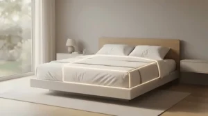 Detailed graphic highlighting enhanced lumbar support zones in a specialist mattress for sciatica