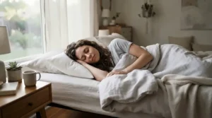 Relaxed sleeping posture on a medium-firm mattress for back pain