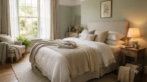 A comfortable guest bedroom featuring a clean medium orthopaedic mattress ready for visitors.