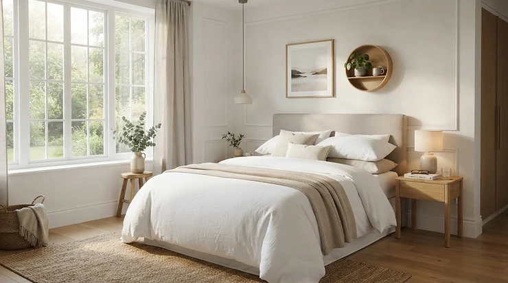 A comfortable bedroom setup featuring an orthopaedic mattress for back pain relief