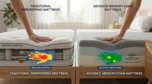 A spring independence comparison chart for an open coil vs pocket sprung mattress shopping guide.