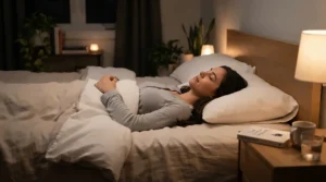 Relaxed body posture shown on a mattress for back sleepers with lower back pain during a peaceful night's rest.