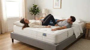 Testing different firmness levels on a mattress for couples