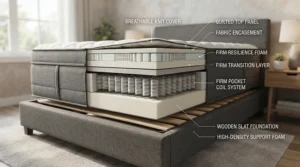 A firm mattress for front sleepers designed to prevent lower back sagging