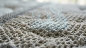 Breathable fabric detail on a mattress for heavy front sleepers designed to regulate temperature all night.