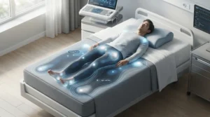 Diagram highlighting weight distribution on a mattress for heavy front sleepers to prevent lower back sinkage.